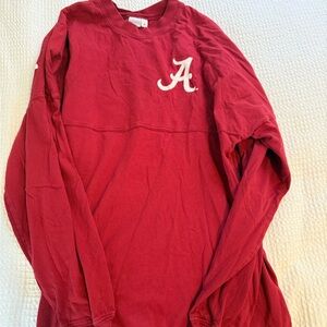 Alabama Crimson Script A Long Sleeve Tee - Crimson & White